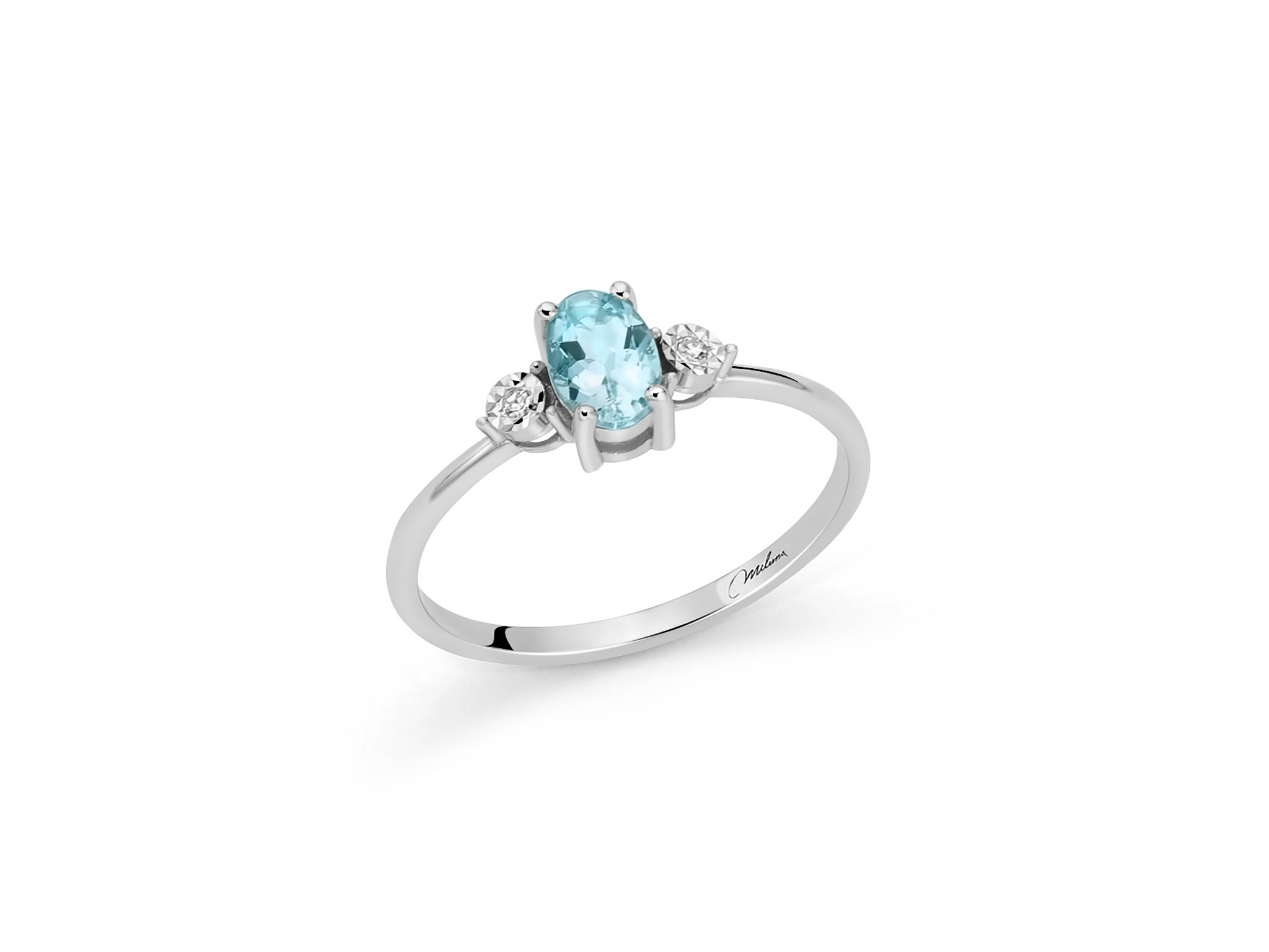 Anello in Oro Diamanti e Acquamarina Ovale | Gioielli Anello in Oro Diamanti e Acquamarina Ovale | Gioielli